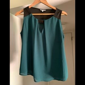 Teal and black top